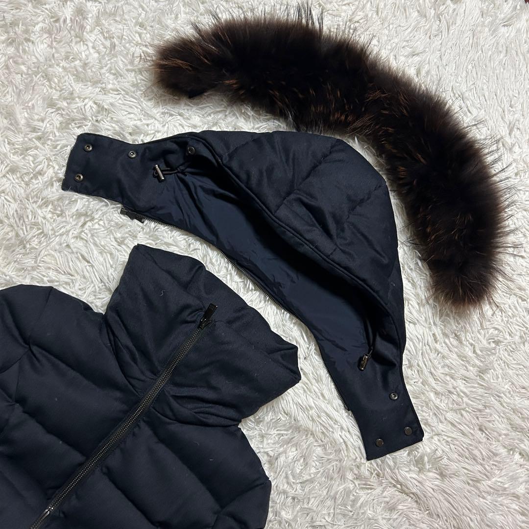 TATRAS ロングダウンコート セラミカ ネイビー ラクーンファー 3way