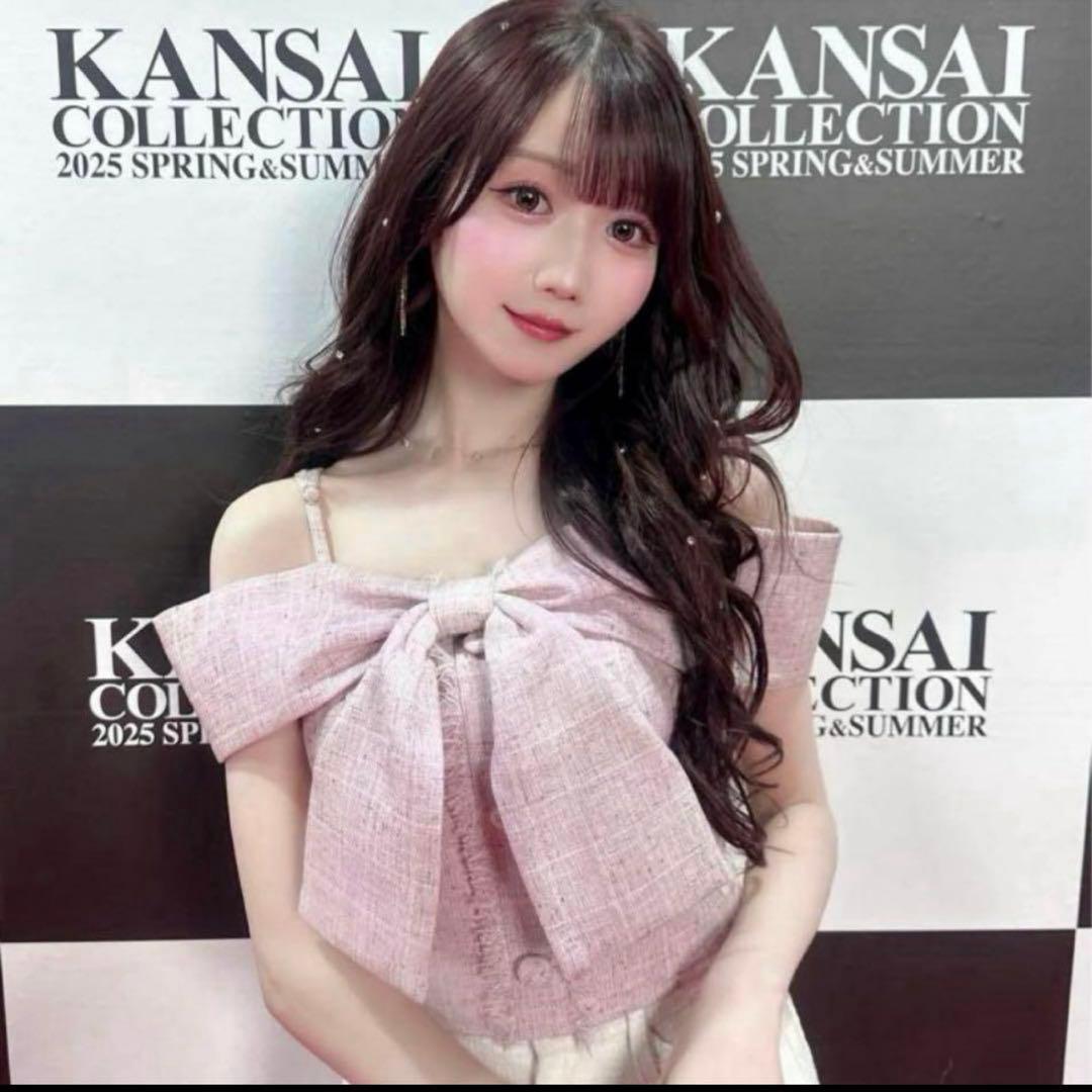 LIP SERVICE/ツイードリボンオフショルトップス♡