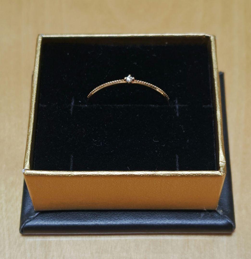 【値下げ中！】ete K10 ミル打ち ダイヤモンド リング 15号 YG エテ