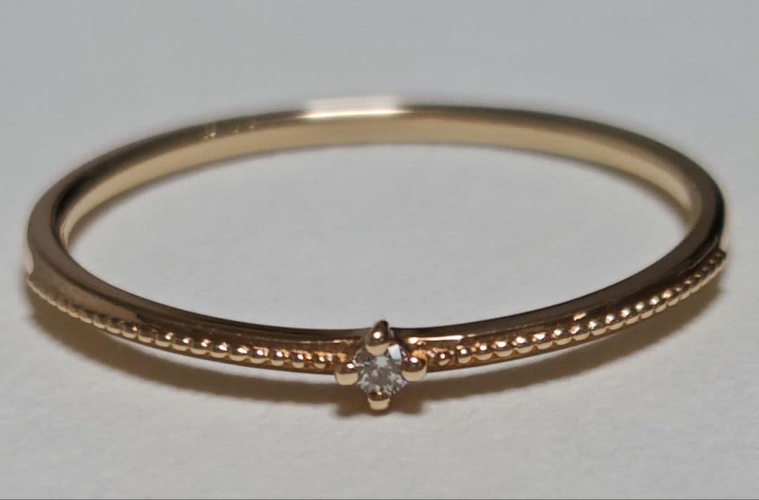 【値下げ中！】ete K10 ミル打ち ダイヤモンド リング 15号 YG エテ