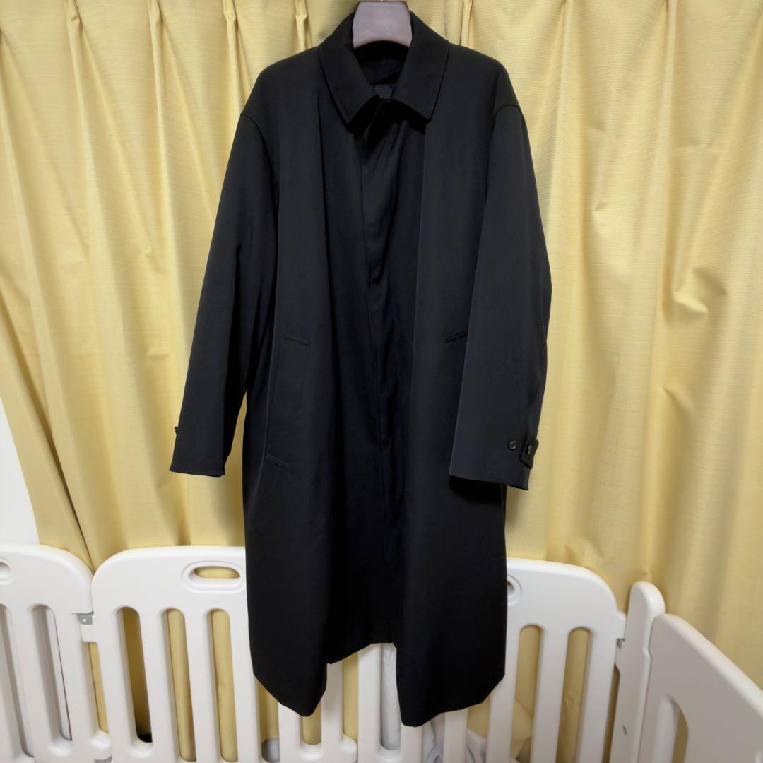Scale Off Wool Balmacaan Coat 黒　2
