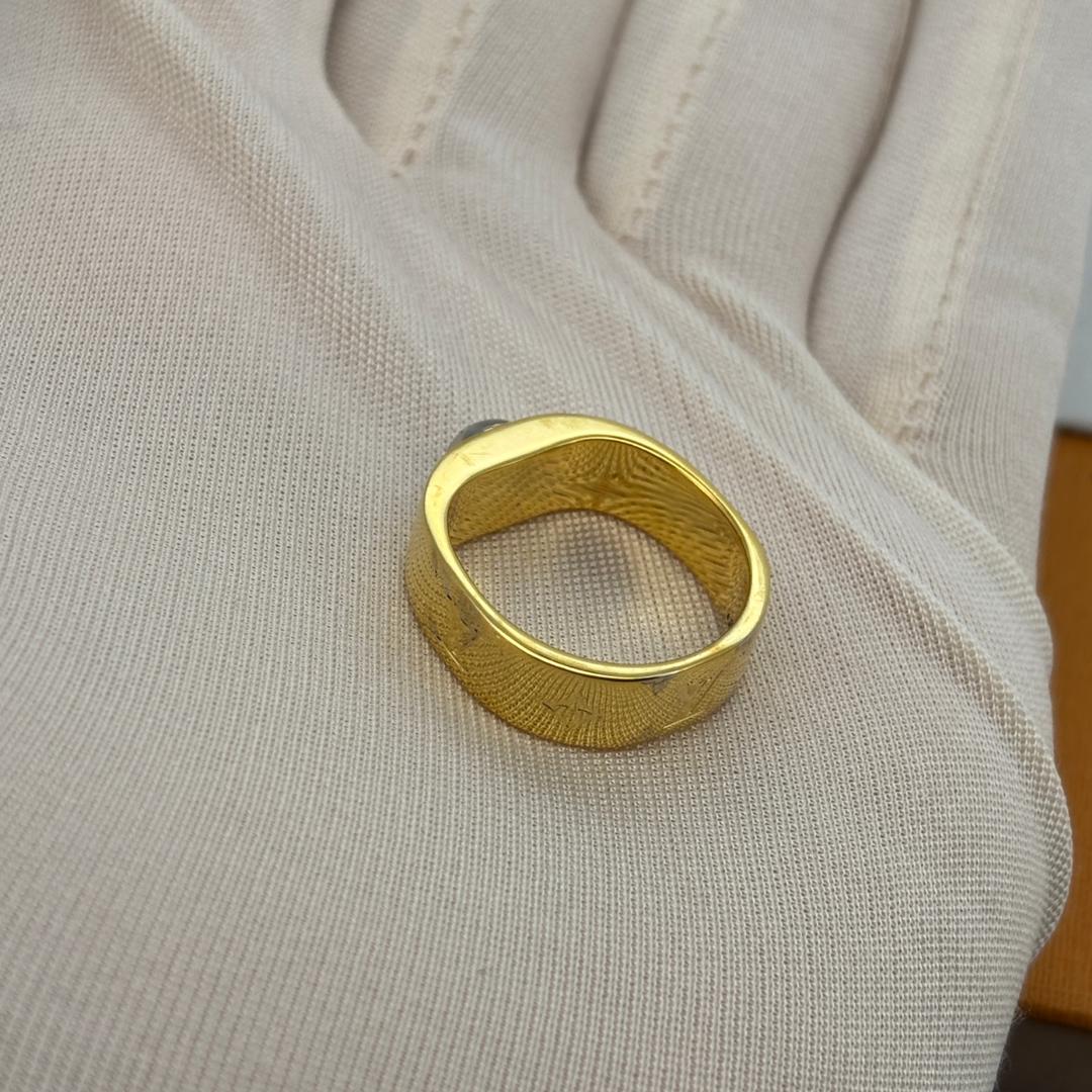 美品 ルイヴィトン ナノグラムバーグ リング ゴールド Sサイズ ロゴ