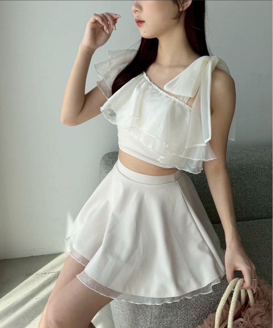 swimwear/肩リボンワンショルダー/3点セット