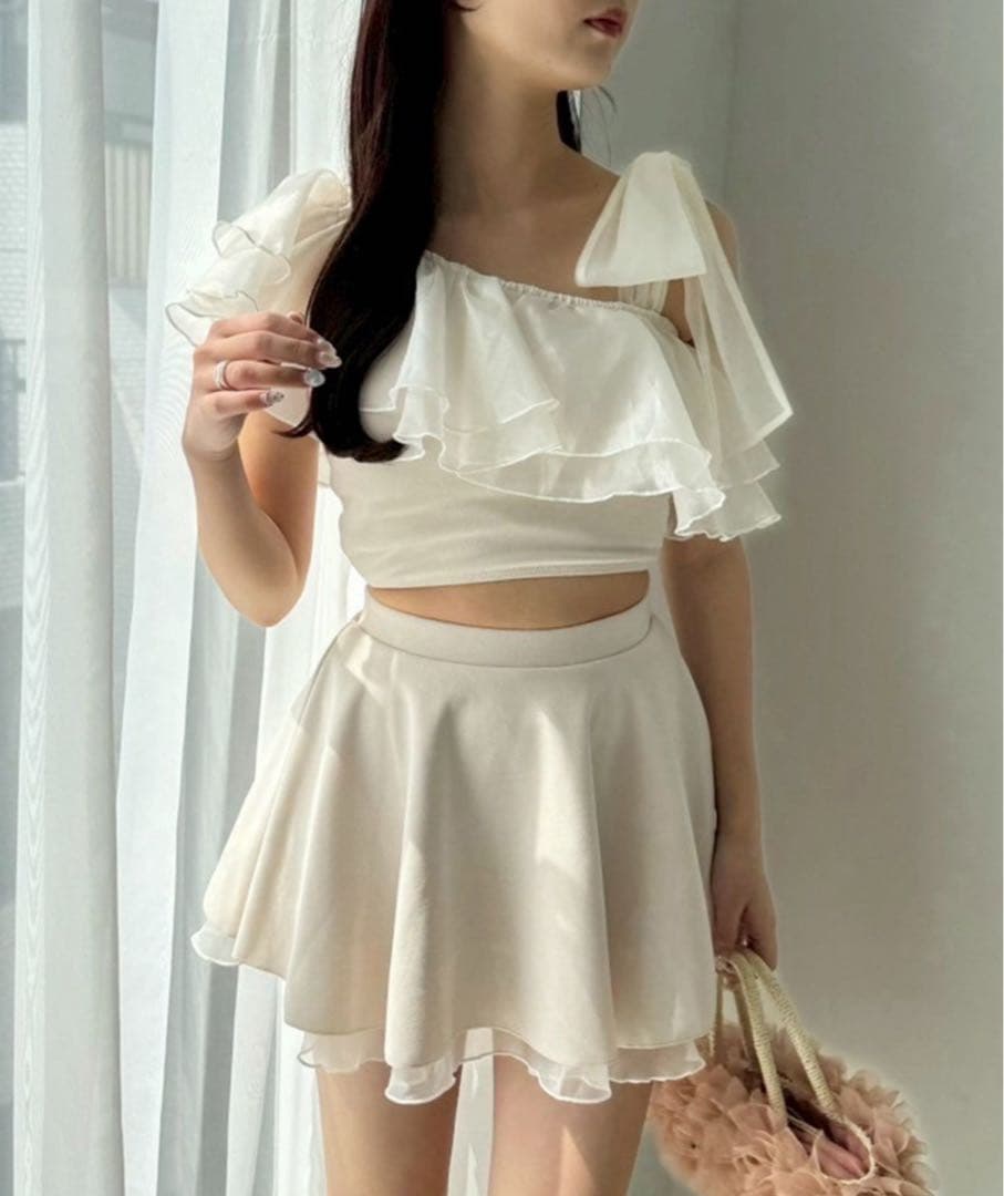 swimwear/肩リボンワンショルダー/3点セット