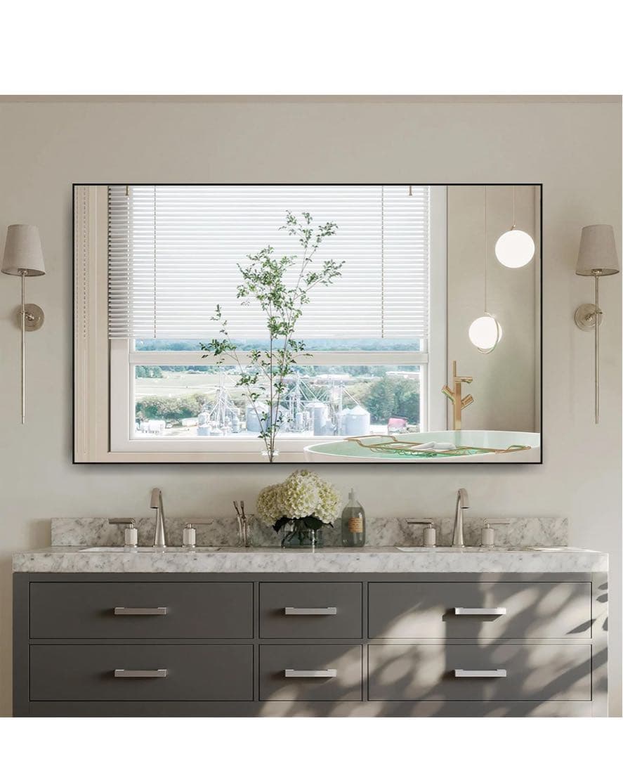 ANYHI 浴室の 玄関 の寝室のための長方形の壁ミラー、100.5 x 60