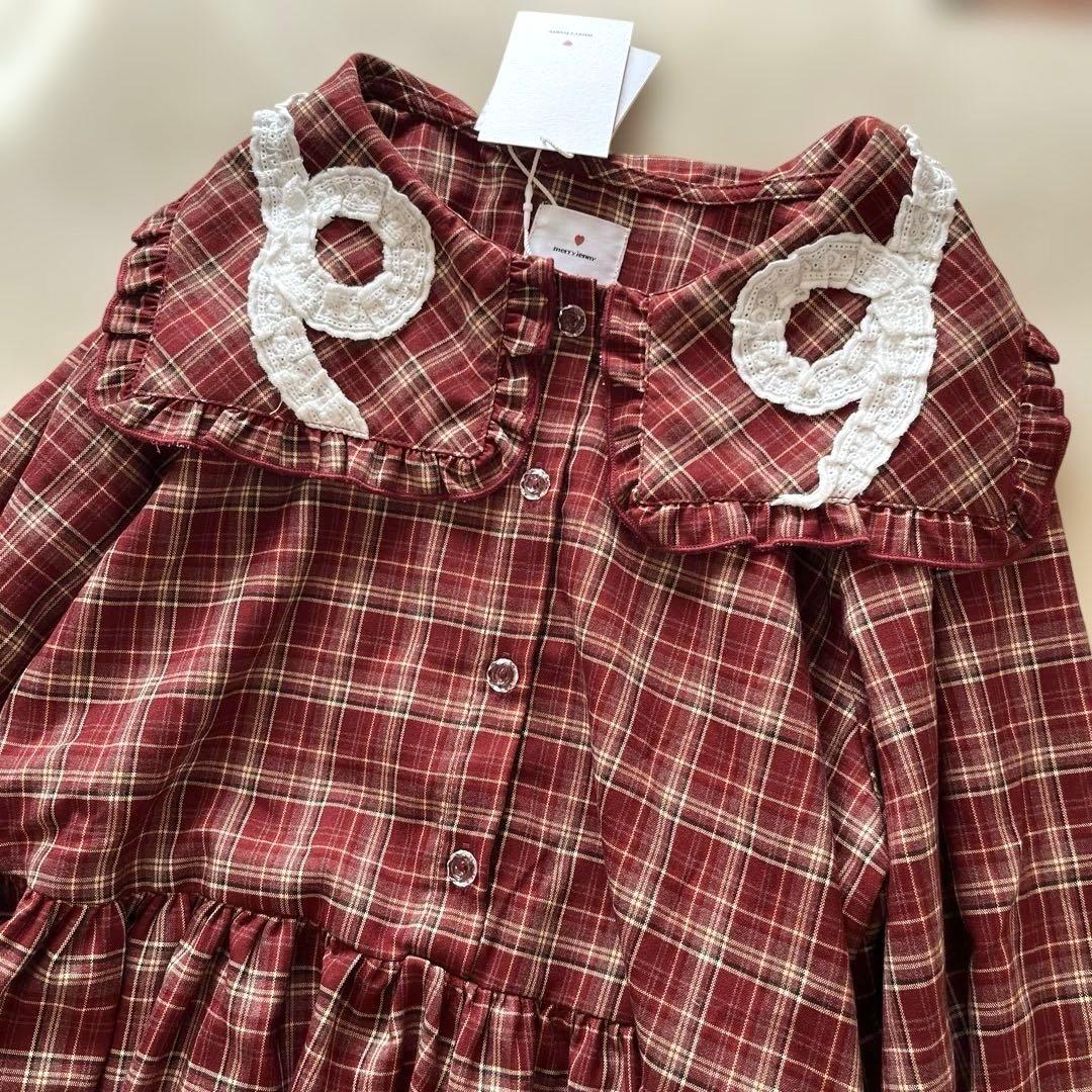 新品未使用✨2025メリージェニー　くるくるフリルカラーワンピース　赤レッド