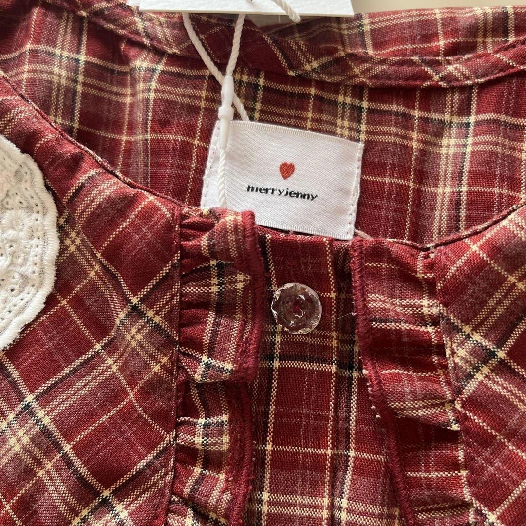 新品未使用✨2025メリージェニー　くるくるフリルカラーワンピース　赤レッド