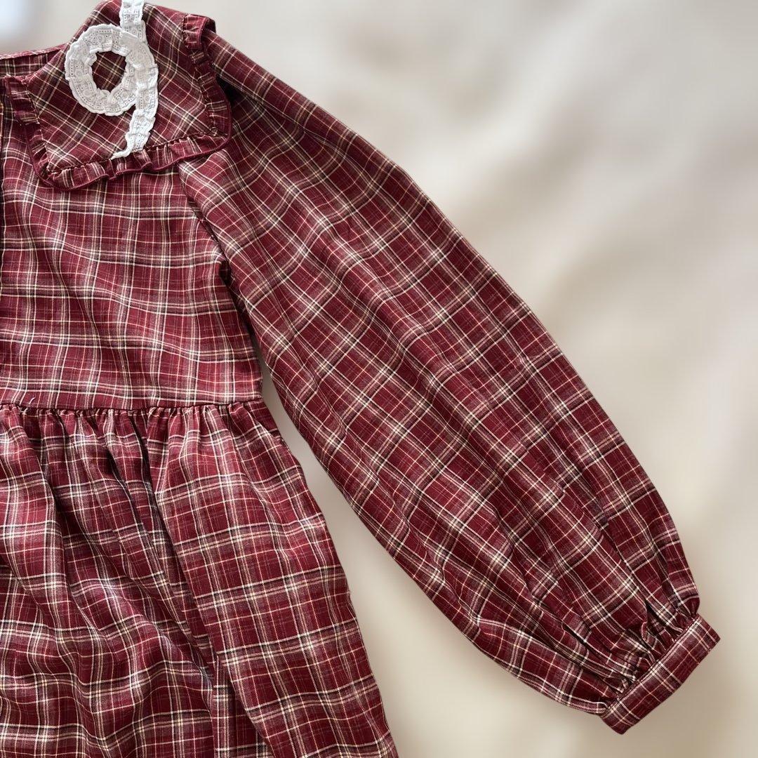 新品未使用✨2025メリージェニー　くるくるフリルカラーワンピース　赤レッド