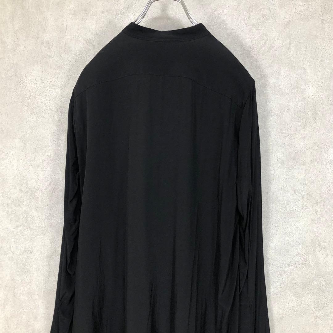 Y's ワイズ スタンドカラー 長袖ワンピース 黒 ブラック