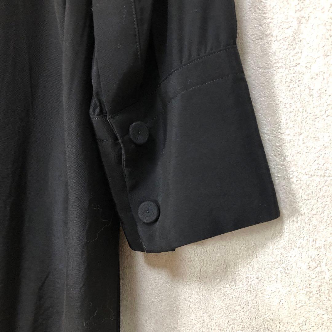 Y's ワイズ スタンドカラー 長袖ワンピース 黒 ブラック