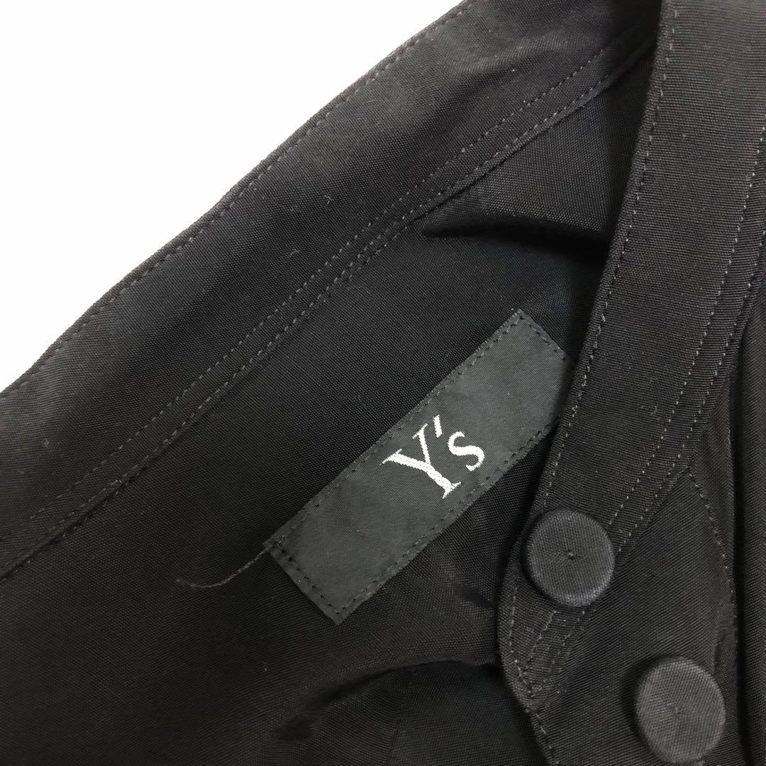 Y's ワイズ スタンドカラー 長袖ワンピース 黒 ブラック