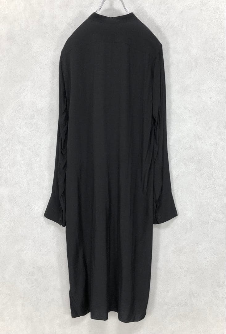 Y's ワイズ スタンドカラー 長袖ワンピース 黒 ブラック