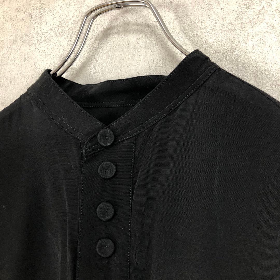 Y's ワイズ スタンドカラー 長袖ワンピース 黒 ブラック