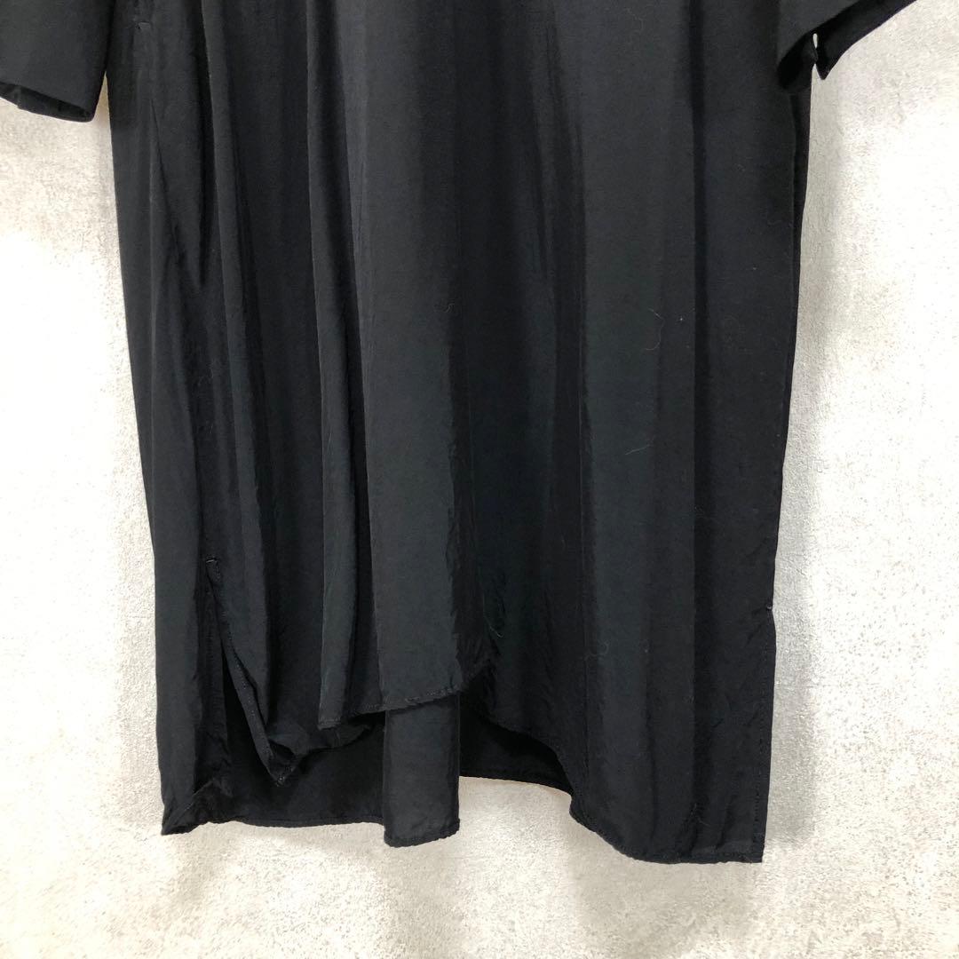 Y's ワイズ スタンドカラー 長袖ワンピース 黒 ブラック