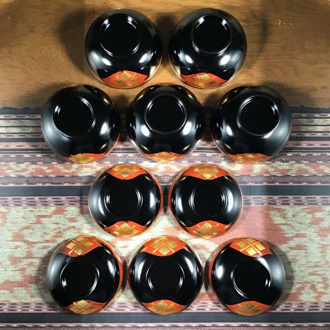 南部文秀堂　秀衡塗　お椀　(お吸物碗) 5客