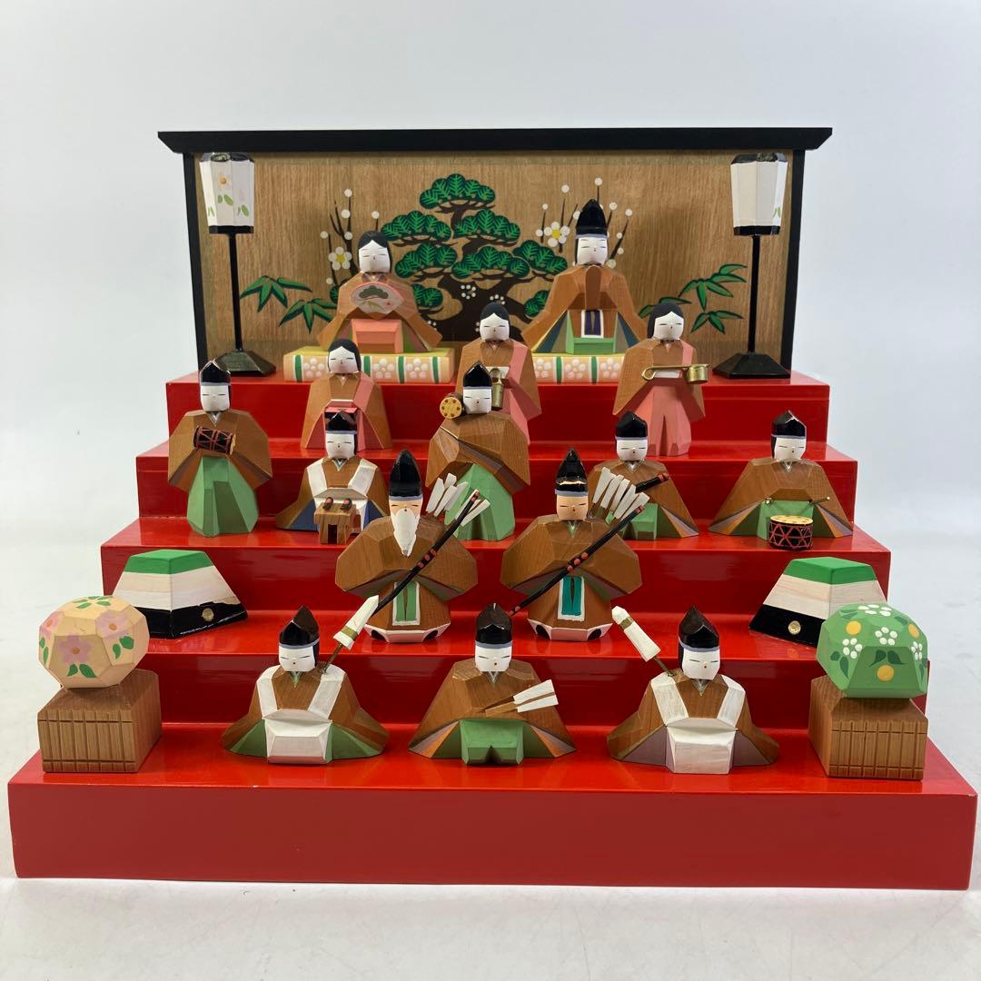 一刀彫 ひな人形 雛人形セット お雛様 木箱付き