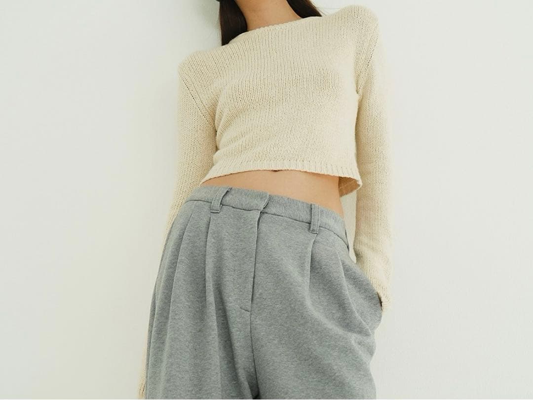 トップス CLANE COTTON SHORT KNIT TOPS