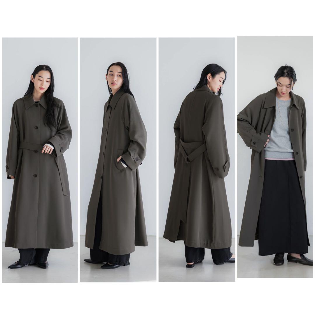 マ*ル様 crewre ドレープステンカラーコート, Sepia gray, サ