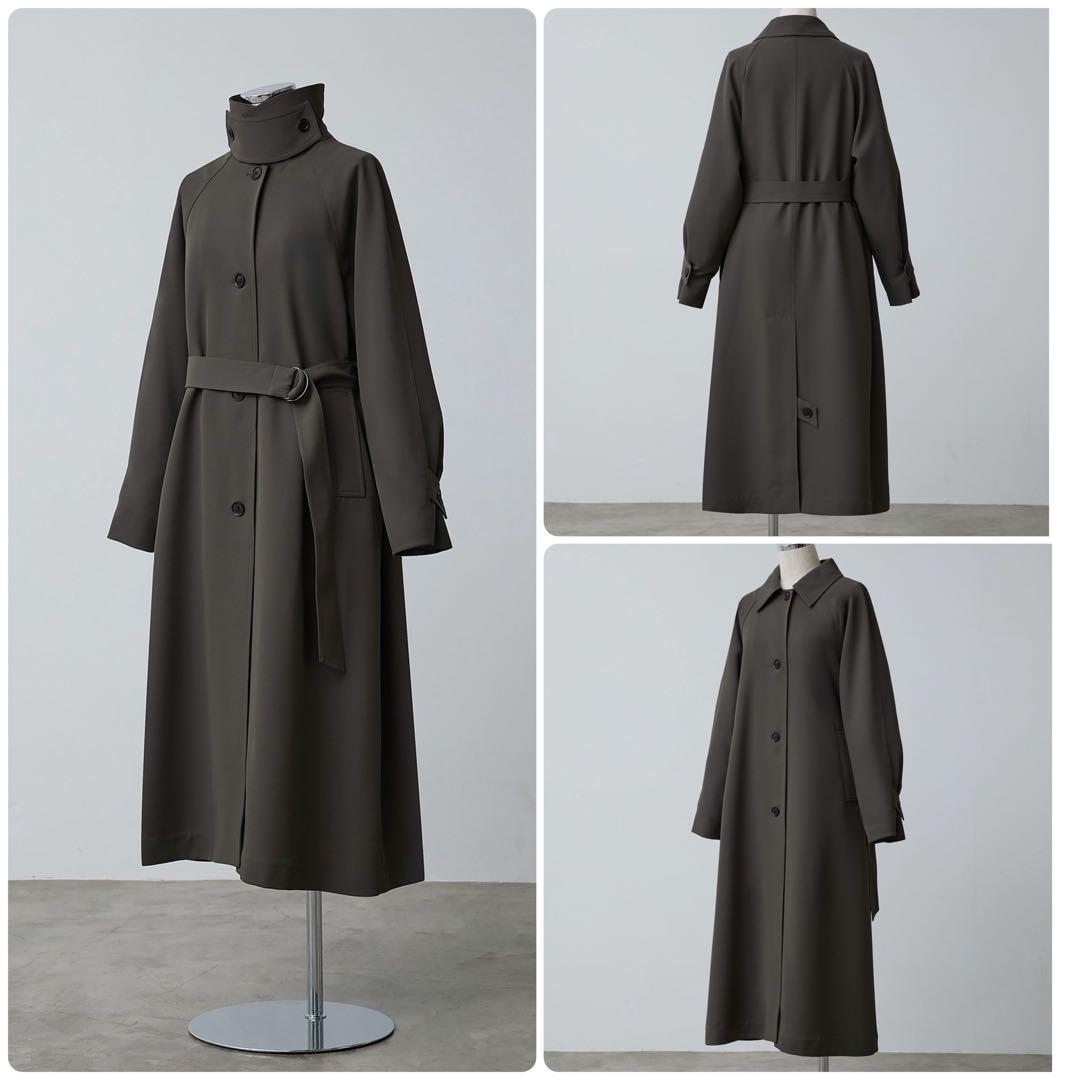 マ*ル様 crewre ドレープステンカラーコート, Sepia gray, サ