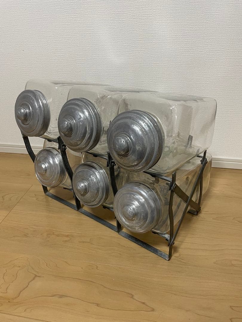 アンティーク　駄菓子屋の6連菓子瓶