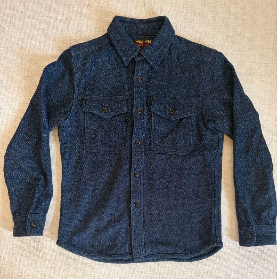 レア　ウエス　UES インディゴエクストラベビーネルシャツ　裏起毛　1 日本製