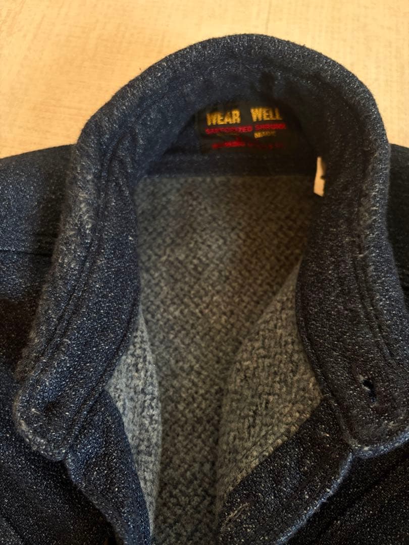 レア　ウエス　UES インディゴエクストラベビーネルシャツ　裏起毛　1 日本製