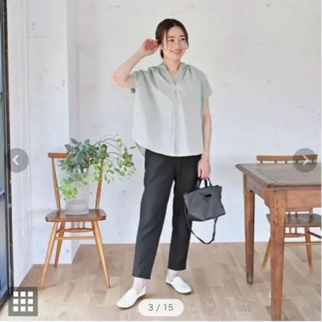 OUR 【洗える】【吸水速乾】サラッと涼しい二の腕すっきりブラウス