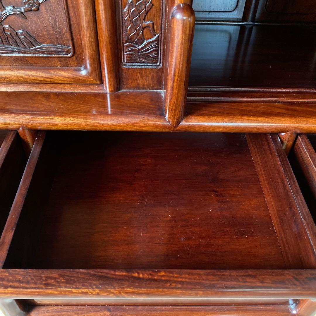 唐木家具　高級　花梨茶棚　希少　アジアン　アンティーク　茶箪笥　保証書付き