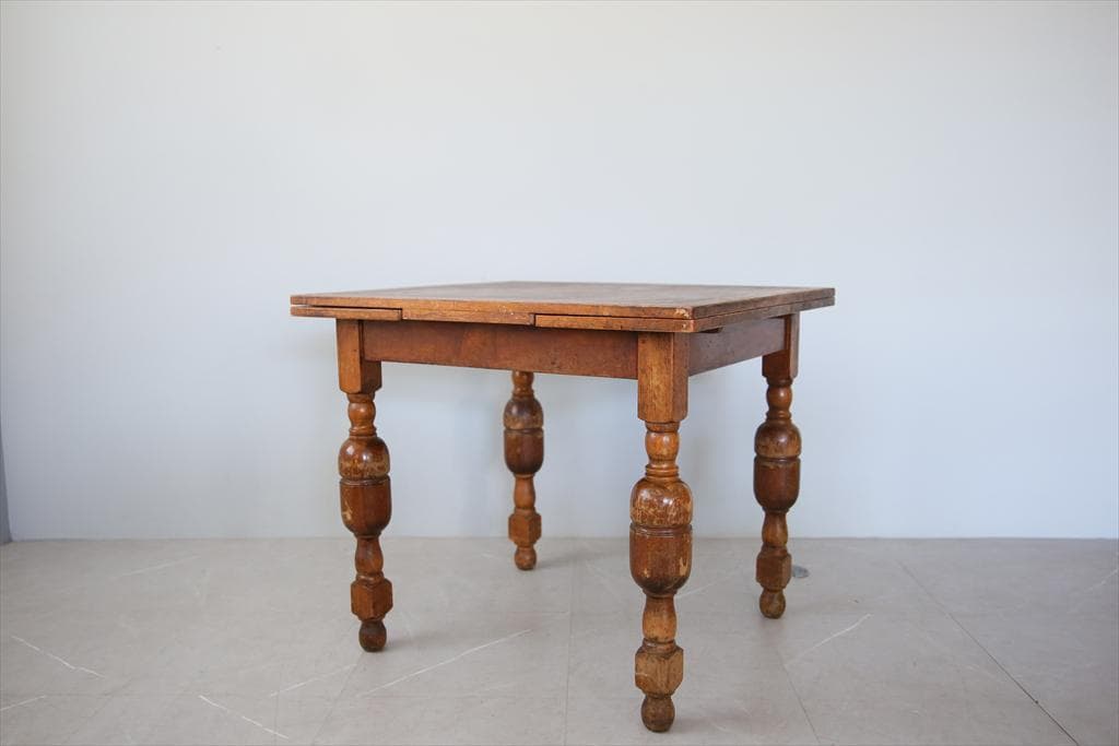 英国アンティーク木製ドローリーフテーブル/伸長式ダイニング机/作業台89-184