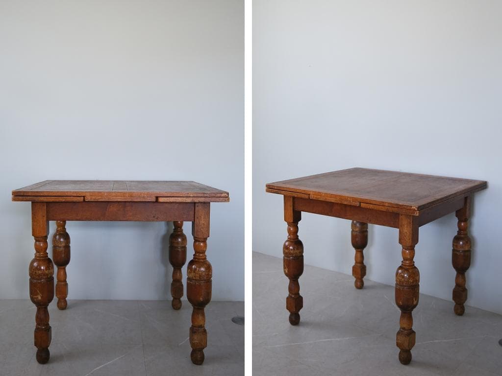 英国アンティーク木製ドローリーフテーブル/伸長式ダイニング机/作業台89-184