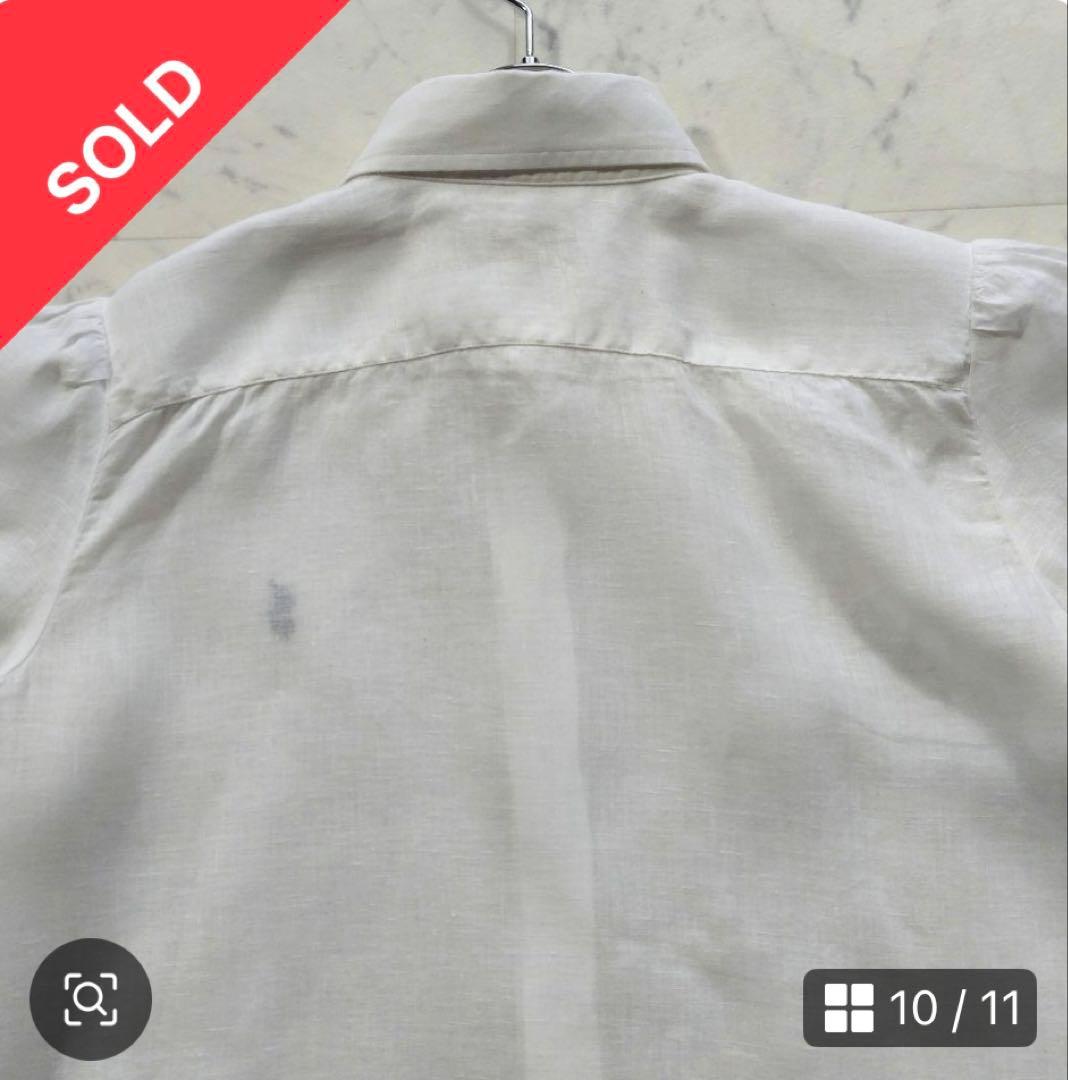 美品 現行タグ ラルフローレン リネンパフスリーブシャツ L 白