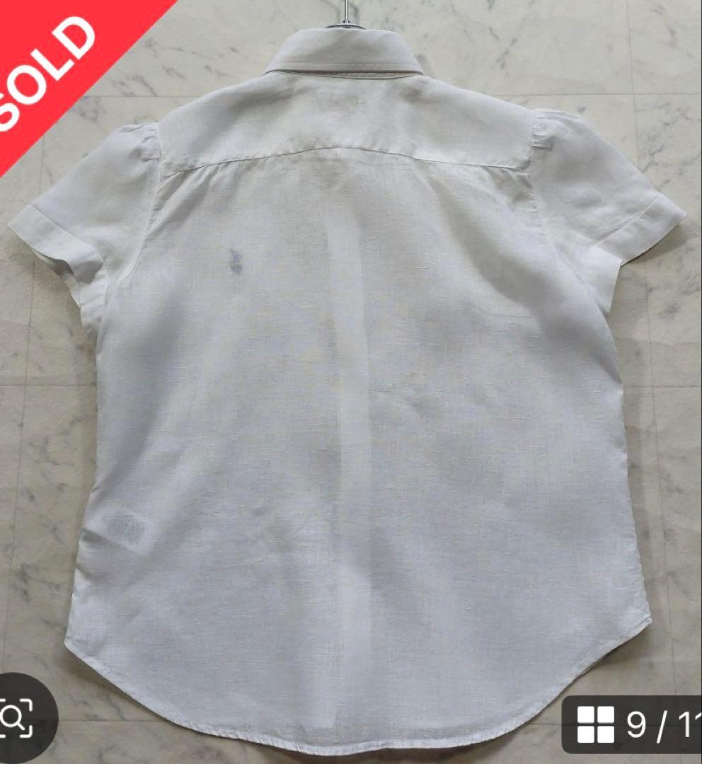 美品 現行タグ ラルフローレン リネンパフスリーブシャツ L 白