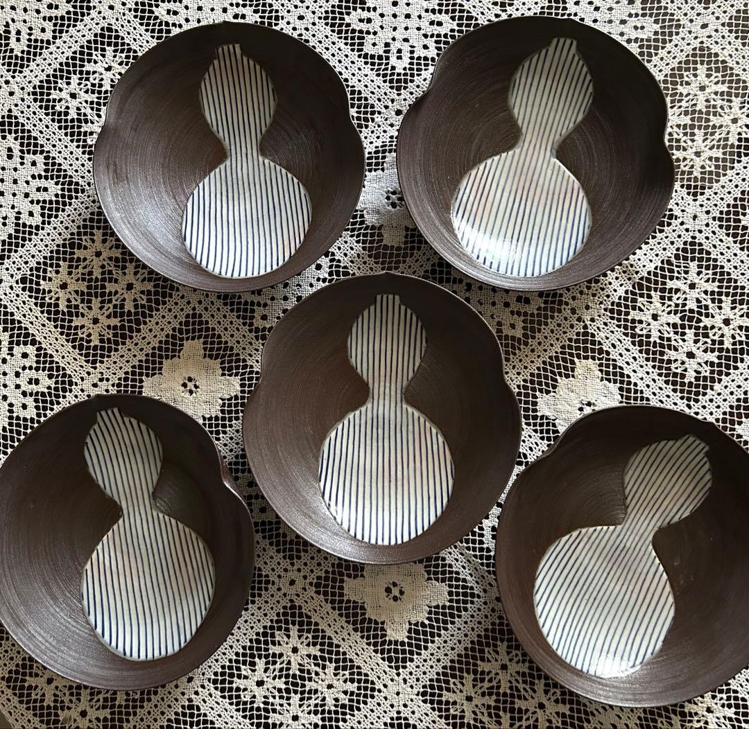 清水焼　脚付瓢箪絵皿　楽峰窯　5