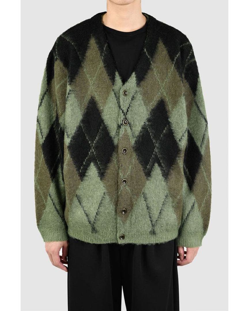 lad musician アーガイル モヘア カーディガン ニット 44