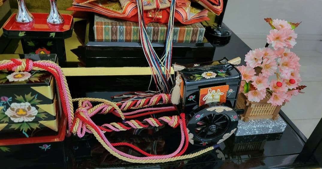 雛人形セット 2体 扇子付き オルゴール付 親王飾