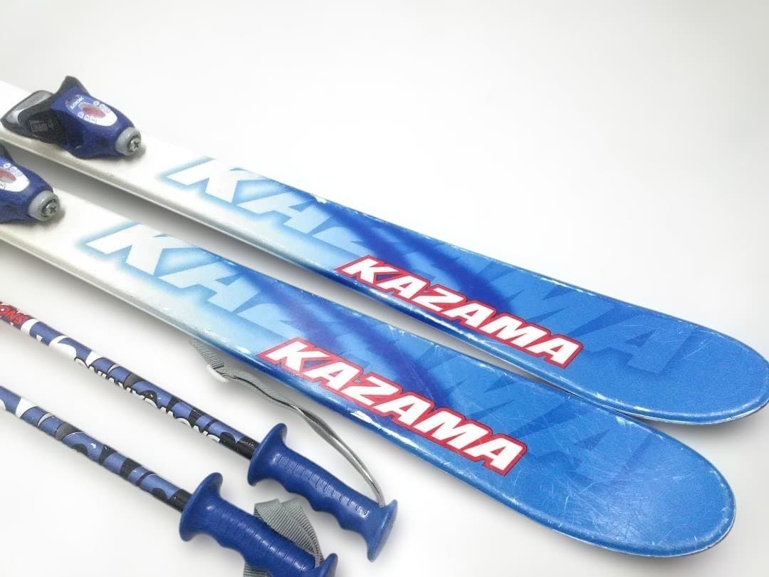 ジュニアスキー4点セット カザマ 130cmブーツ レッグスノー 21-22cm