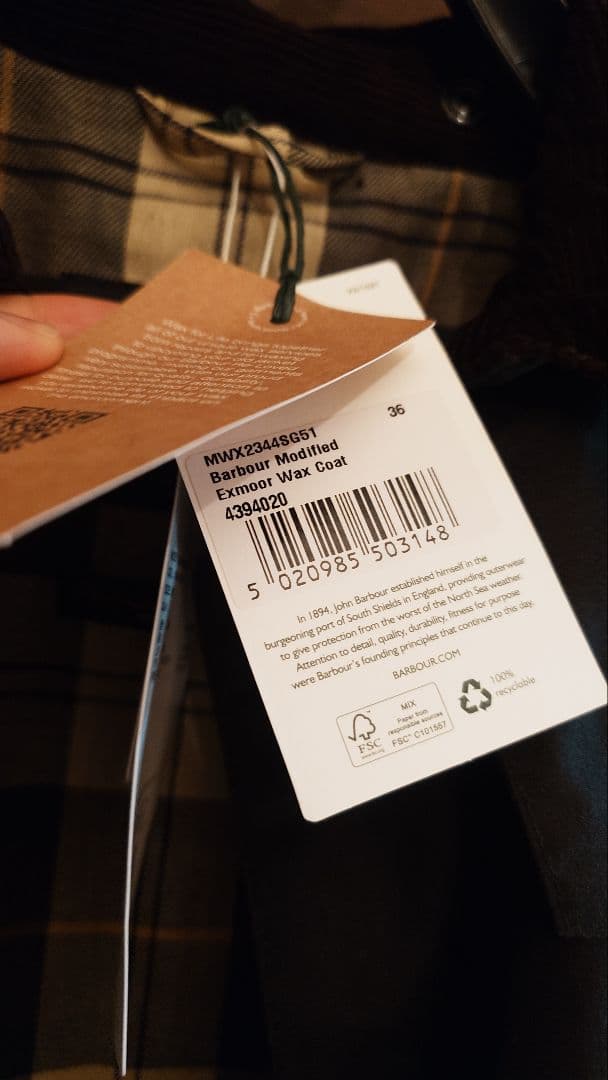 Barbour バブアー EXMOOR ワックス コットン 　ミドルレングス