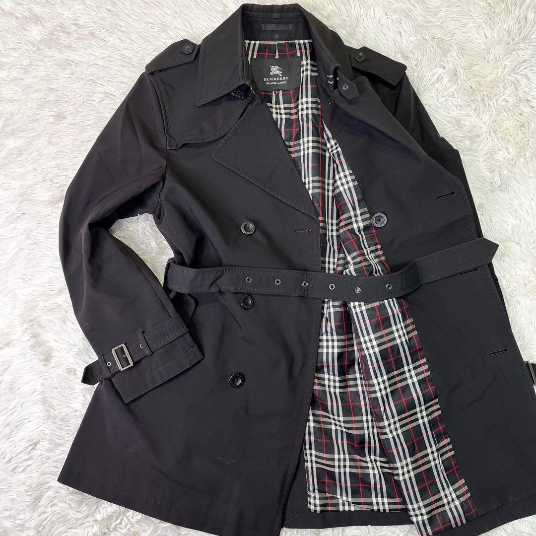 人気✨バーバリーブラックレーベル　トレンチコート　ダブル　ブラック　L