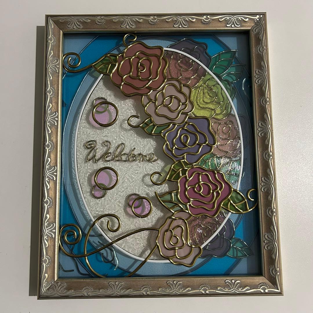 グラスアート 薔薇 ウェルカムボード