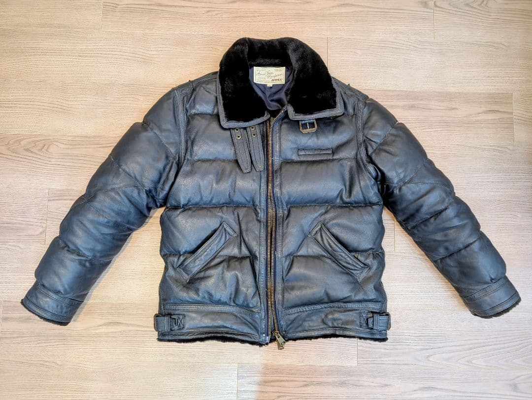 AVIREX B-3 ネイビー ラム レザー ダウンジャケット 2XL