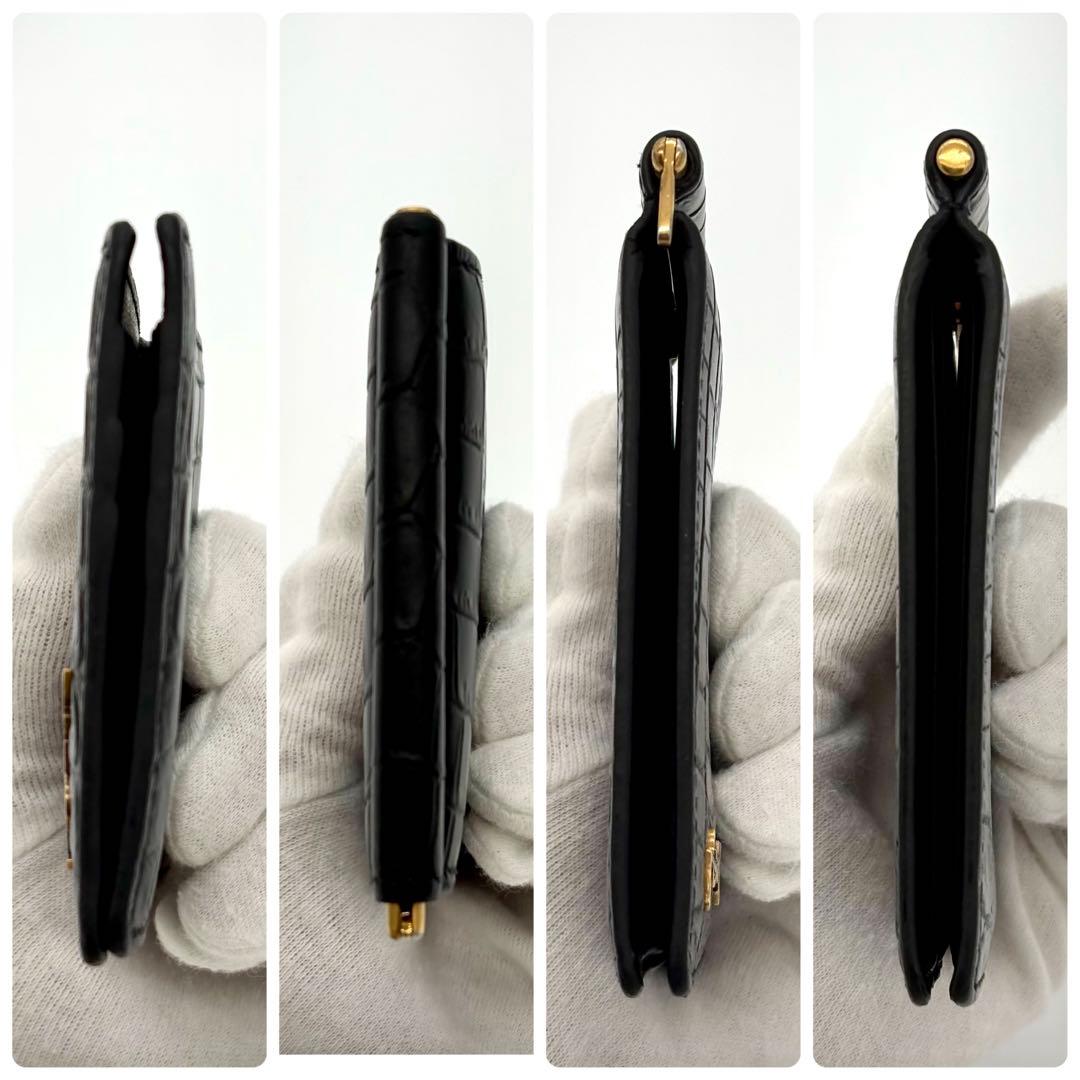 サンローラン YSL マネークリップ お札入れ クロコ 黒 ブラック 1748