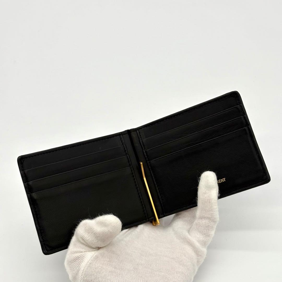 サンローラン YSL マネークリップ お札入れ クロコ 黒 ブラック 1748