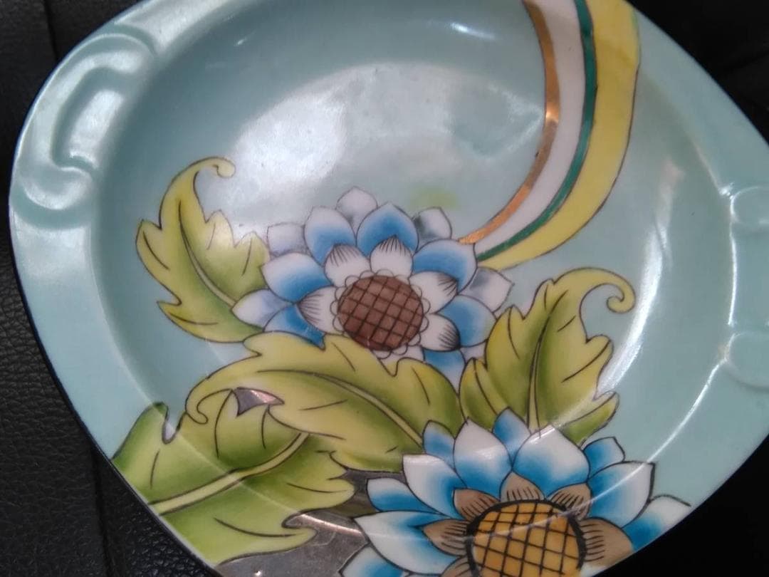 オールドノリタケ　アールデコ　手書き金彩花柄　美しいプレート皿　M-JAPAN印