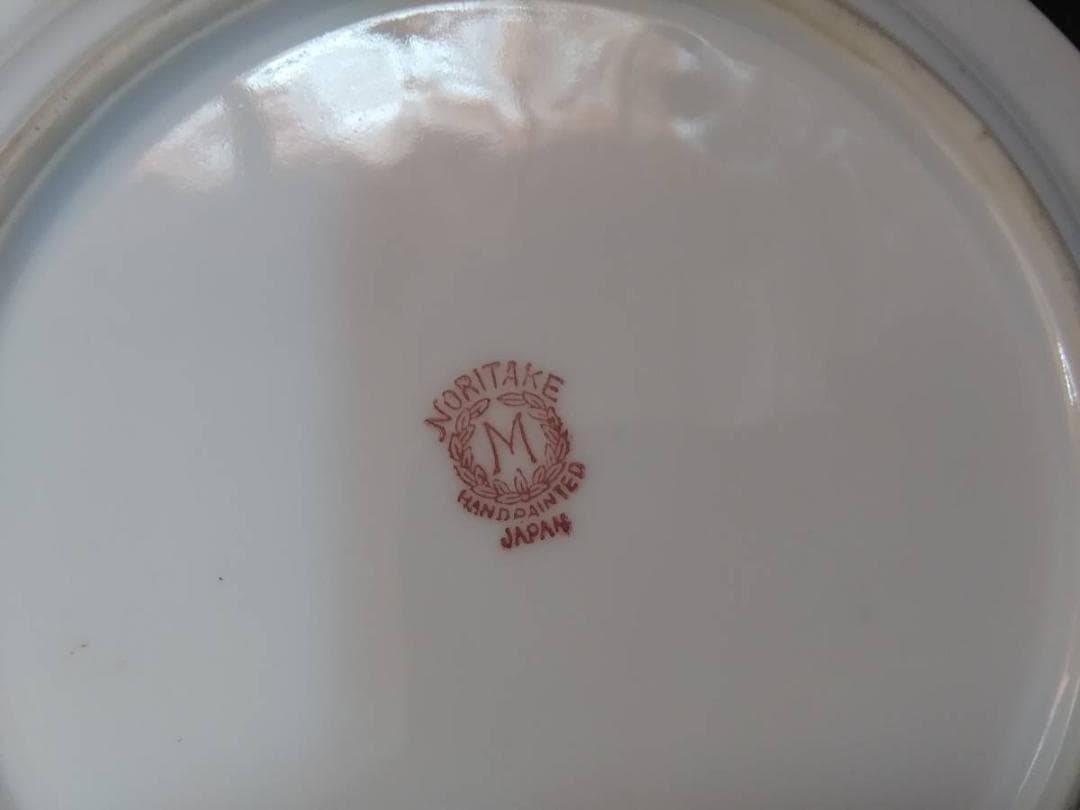 オールドノリタケ　アールデコ　手書き金彩花柄　美しいプレート皿　M-JAPAN印