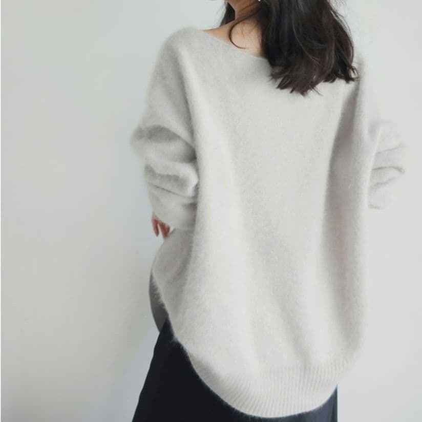 新品タグ付き☆アニュアンス　ラクーンボートネックニットプルオーバー　ファーニット