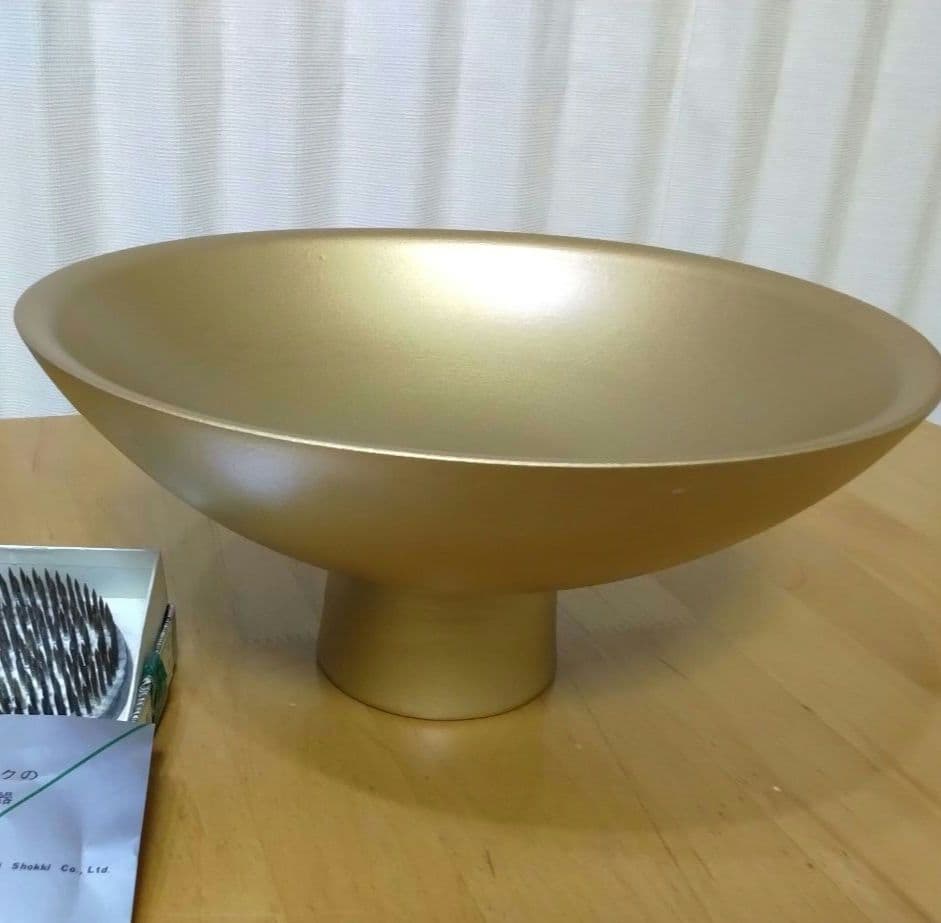 花器　花瓶　剣山　華道 水盤 金塗り ゴールド