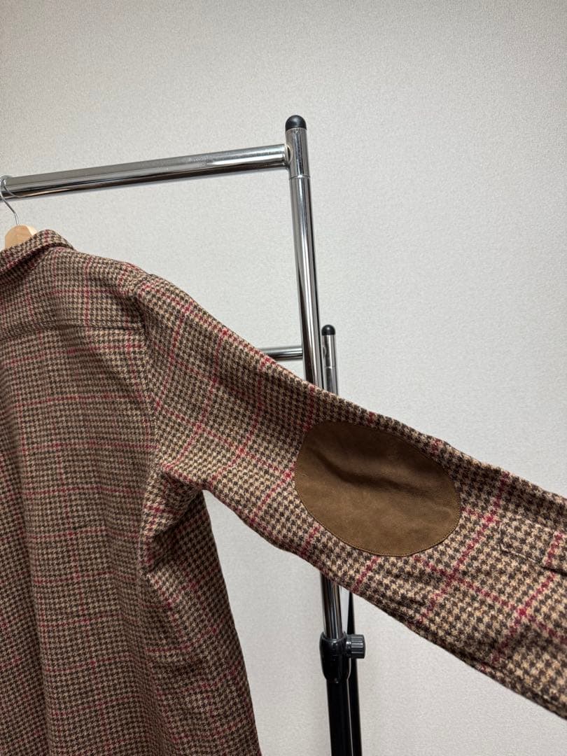 RALPH LAUREN 千鳥格子デザイン肘あて付きウールシャツ　メンズL