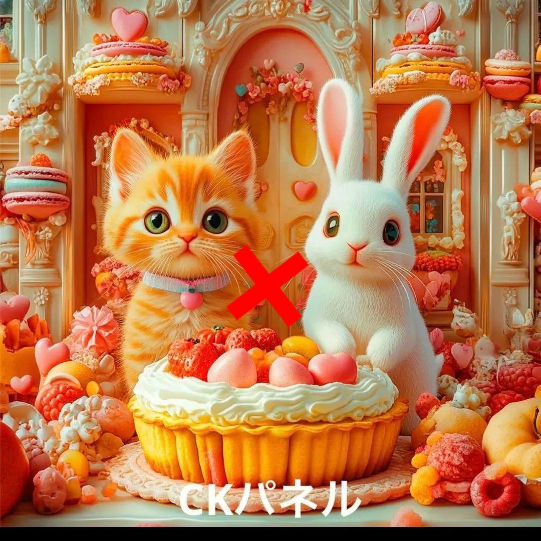 激レアねことうさぎパネル生地　ハンドメイド