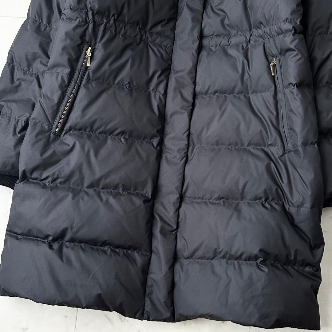 美品 ミッシェルクラン ベーシックタフタ ロングダウン ファー・フード 黒 38