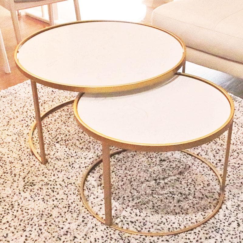 サイドテーブル 大小2点セット モダン ローテーブル ゴールド 630-489